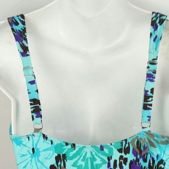 Tummy control Blue One Piece Swimsuit Sz.10 Swim - Picture 13 of 14